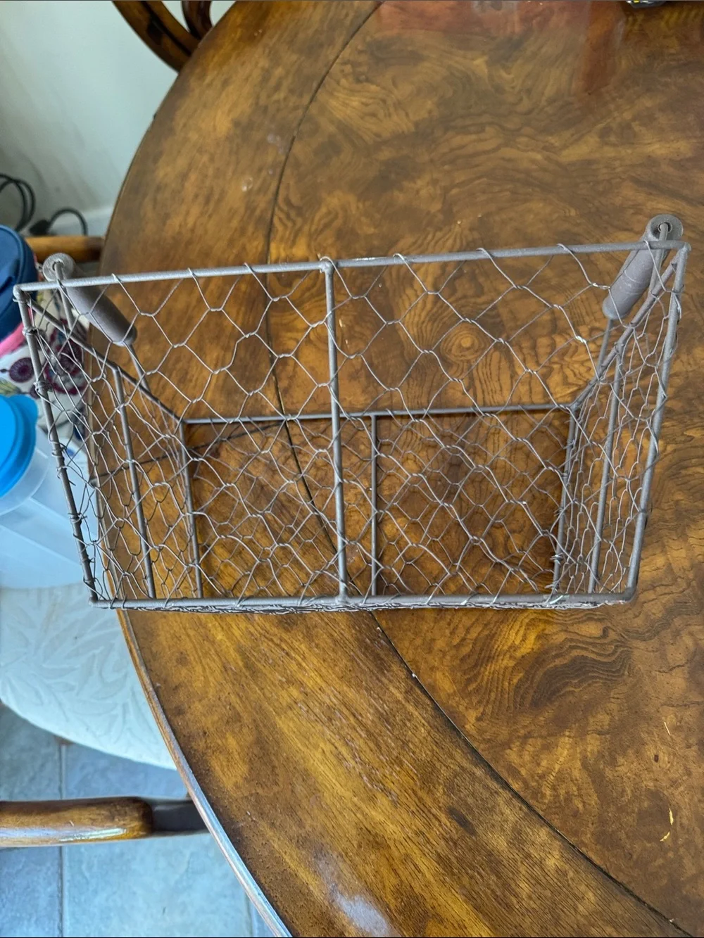 Rustic Wire Storage Basket with Gray Finish